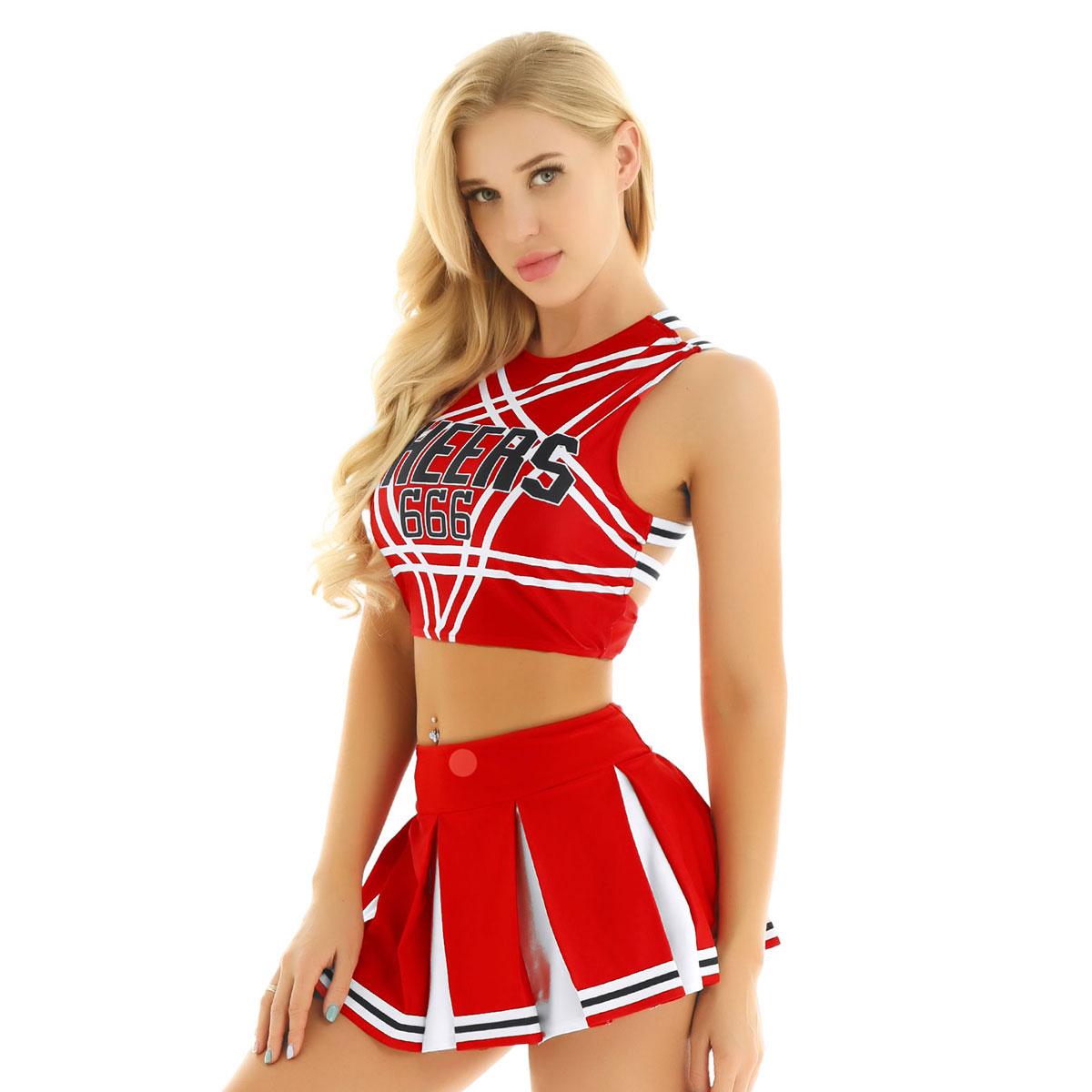 

Women Femme Girls Japanese Schoolgirl Cosplay Uniform Adult Charming Cheerleader Sexy Costumes Set Halloween Roleplay Outfits S червоний
