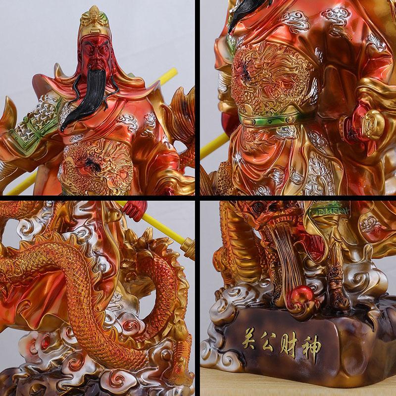 Colorful Guan Gong Fortune Statue Resin Ornaments Household Worship Sculpture Crafts Company Front Desk Decoration Opening Gifts