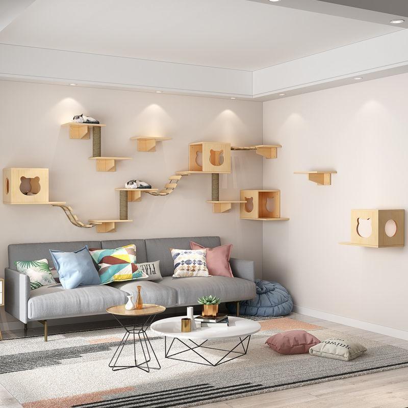 Cat wall furniture climbing frame Wall-mounted cat ladder Pet home furnishings set Sisal ladder for sharpening claws