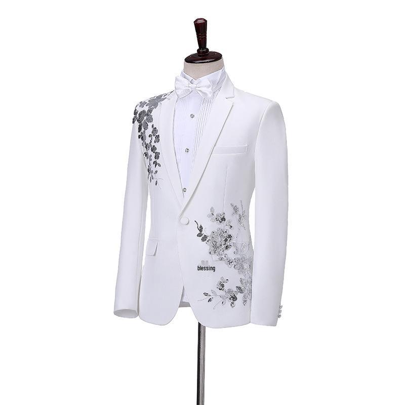 Men's Sequin Tuxedo Suit Set for Performances & Choir Stage