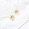 925 Sterling Silver Blue Crystal Zirconia Hollow Sun Stud Earrings for Women Cute Sun Gold Silver color Fashion Party Jewelry