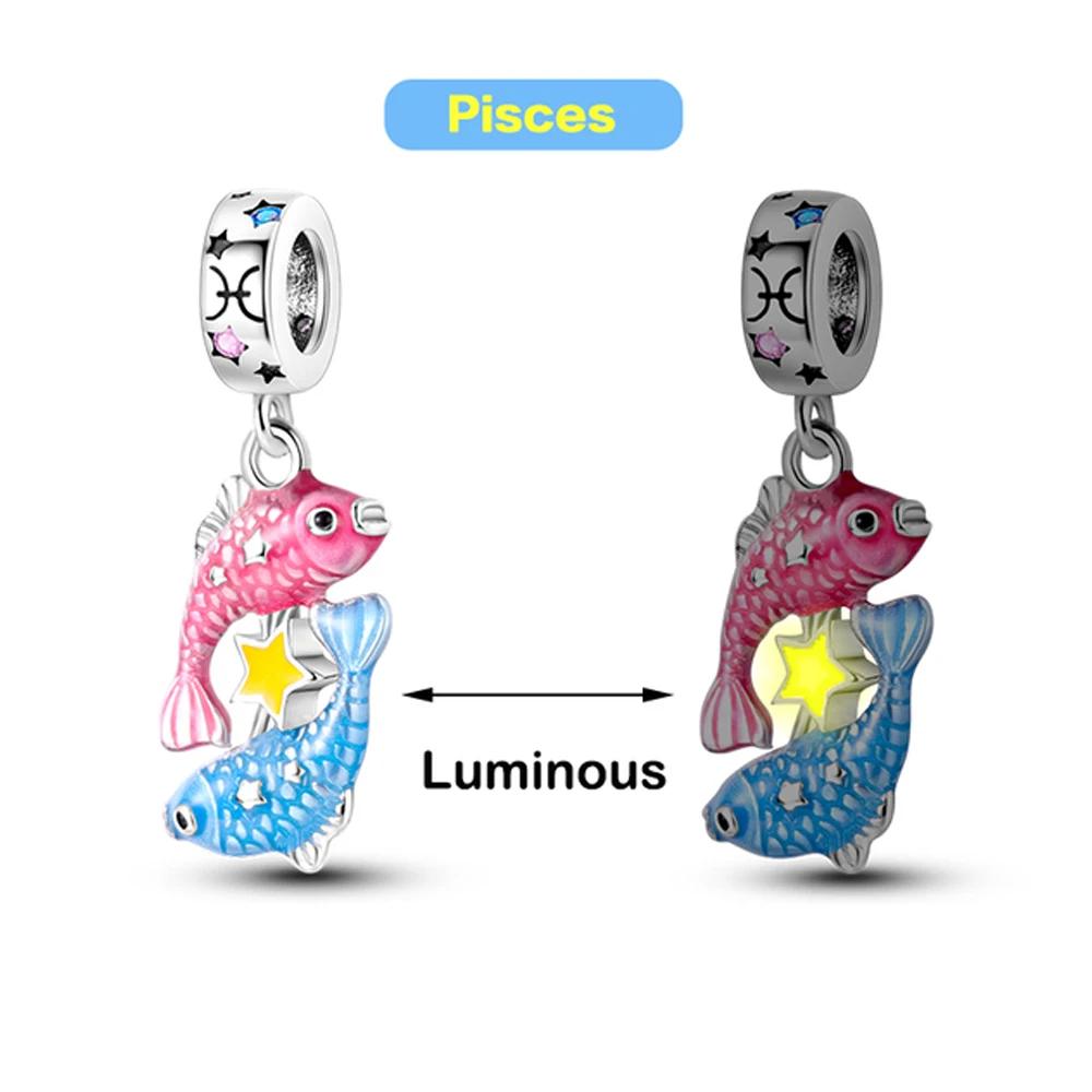 Copperluminous Twelve Constellations Leo Capricorn Charms Beads Fit Original Bracelets For Women Diy Fine Jewelry