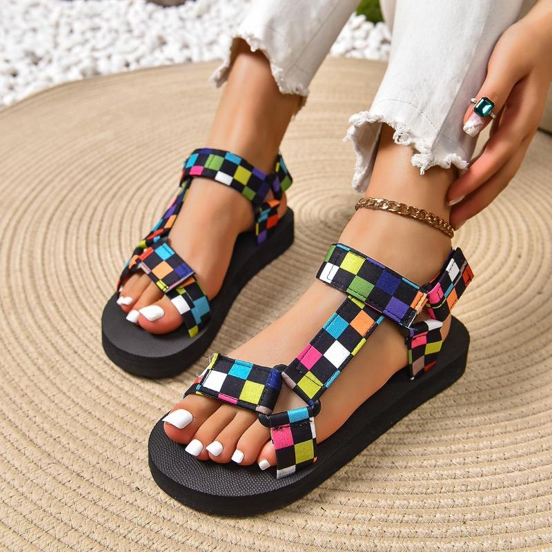 

Fashion Ladies Shoes 2025 Fashion Open Toe Women s Sandals New Color Matching Casual Summer Plus Size Non-Slip Comfortable Flat Sandals 36