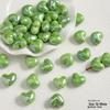 Handmade Cute Flower & Heart Green Ceramic Beads for DIY Jewelry