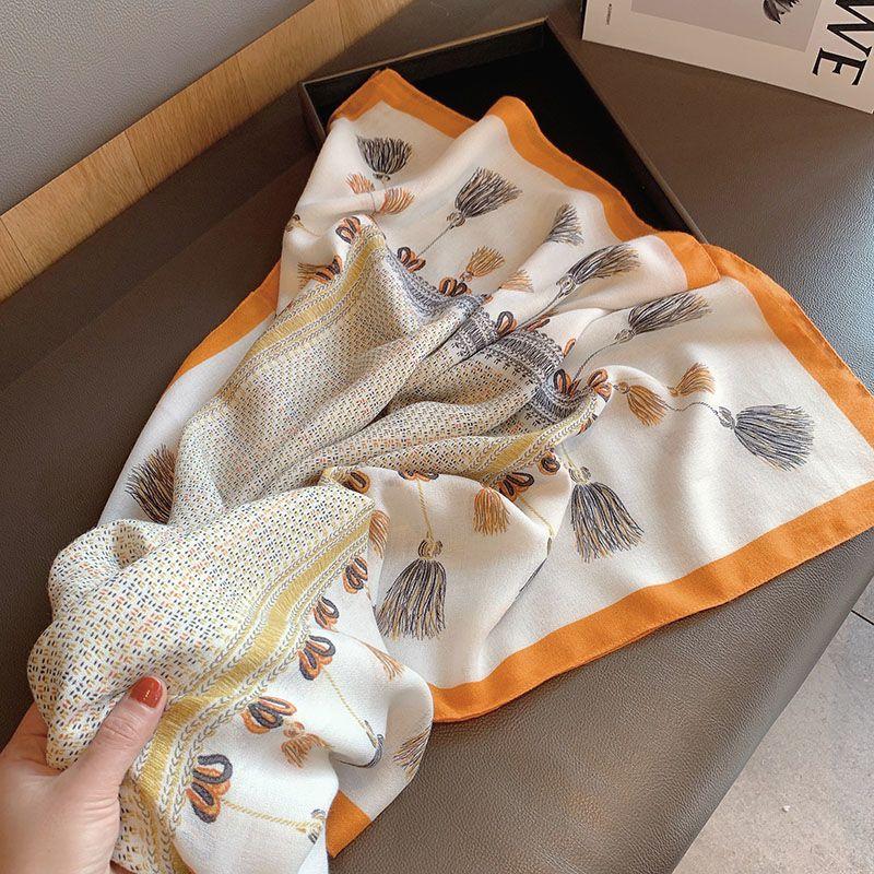 Frühlings Baumwoll- und Leinen-Schal Damen-Stola Dual-Use Koreanische Version Vielseitiger Rechteckschal für Tourismus