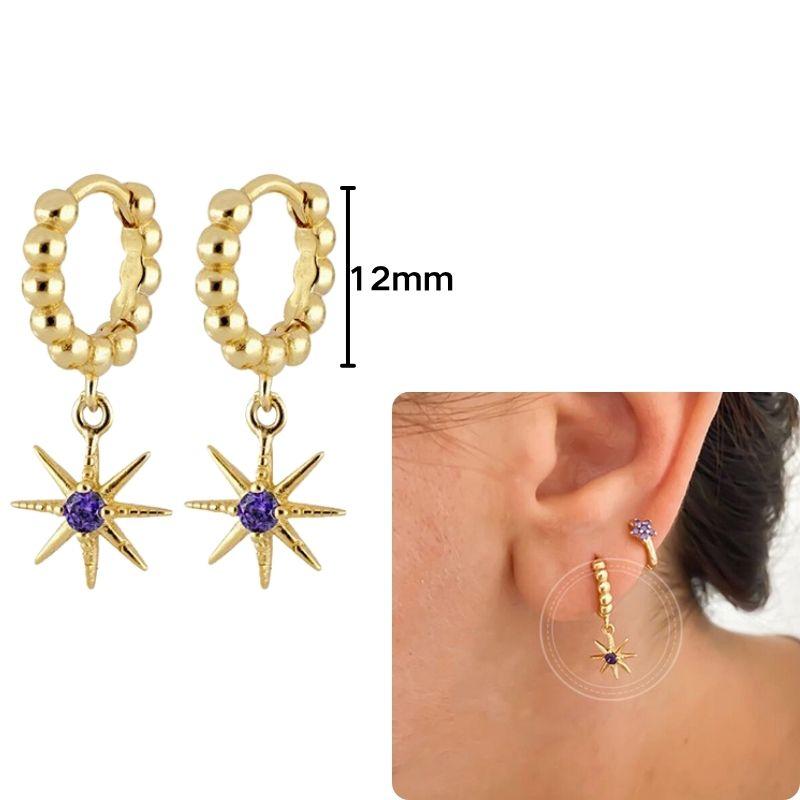 Damen 925 Silber Ohrstecker Lila Zirkon Ohrringe Creolen Lila Kristall Anhänger Ohrring Mode Hochzeits Schmuck