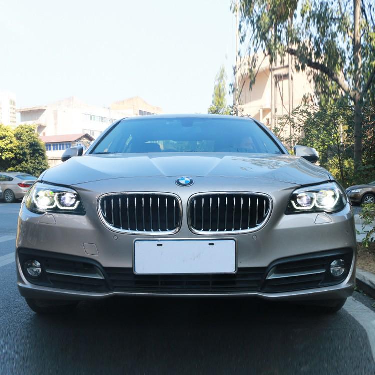 LED Daytime Running Lights & Ozum Laser Bi-Xenon Lens Headlight Assembly for 2011-2017 BMW 5 Series.