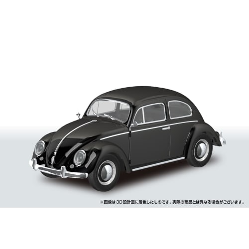 Aoshima Bunka Kyozai 1/32 Scale Rakupla Snap Kit No. 20-BK Volkswagen Beetle Black Pre-Colored Plastic Model Kit (Car)