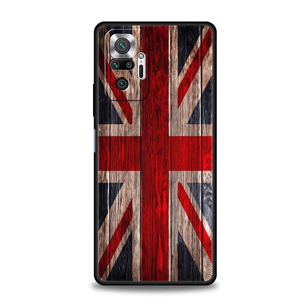 England UK Flags Phone Case For Xiaomi Redmi Note 14 13 5G 10 11 12 Pro Plus 4G 14C 13C 12C 10C Black Cover