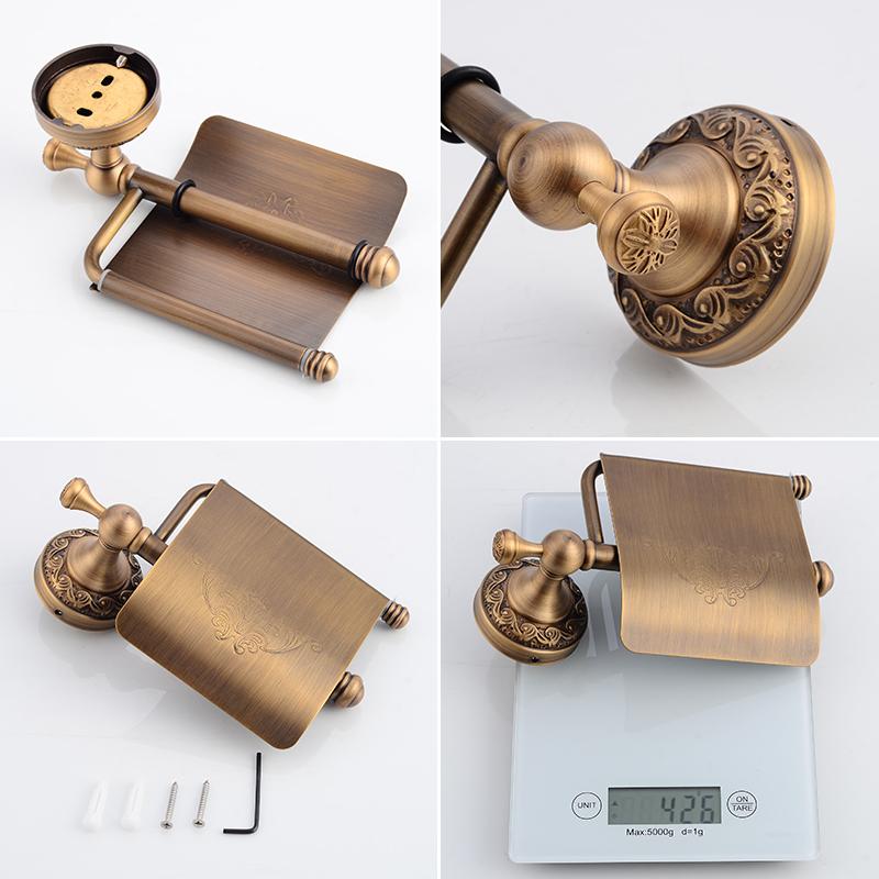 Bathroom Tissue Holder/Toilet Paper Holder Antique Brass Wall-Mounted Toilet Roll Holder, Toilet Paper Tissue Holder Shelf ELF86