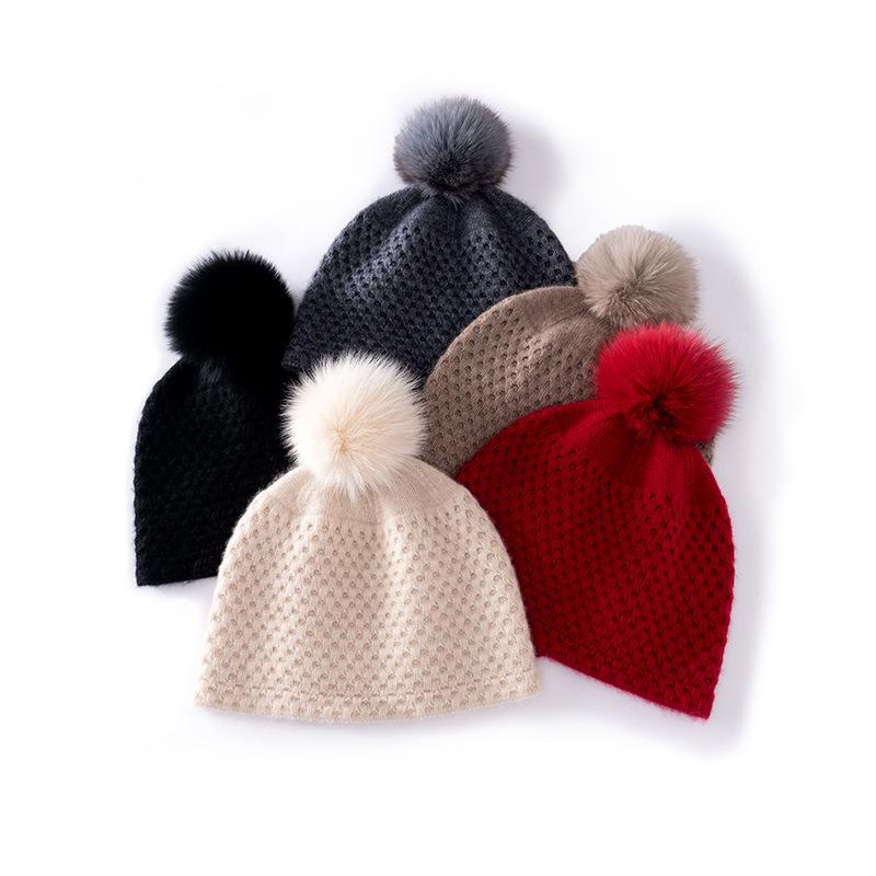 Kids  Korean Style Pom-Pom Cashmere Knit Hat – Fashionable, Versatile, and Warm for Boys and Girls Dark Gray