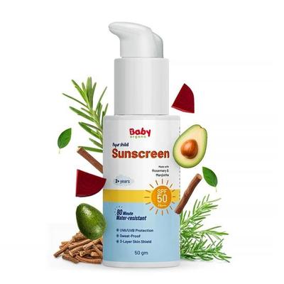 Babyorgano Natürlicher Sonnenschutz Für Kinder (2+ Jahre) LSF 50 PA+++ UVA/UVB/Für alle Hauttypen geeignet |Sonnenschutz |Tiefe Feuchtigkeitspflege 50 g (Packung mit 1)