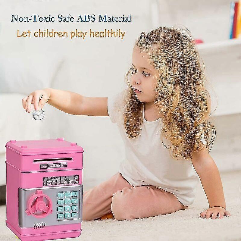 Self-Rolling Electronic ATM Piggy Bank with Combo Safe for Boys, Girls, Kids, Birthday and Christmas Gifts (Pink)