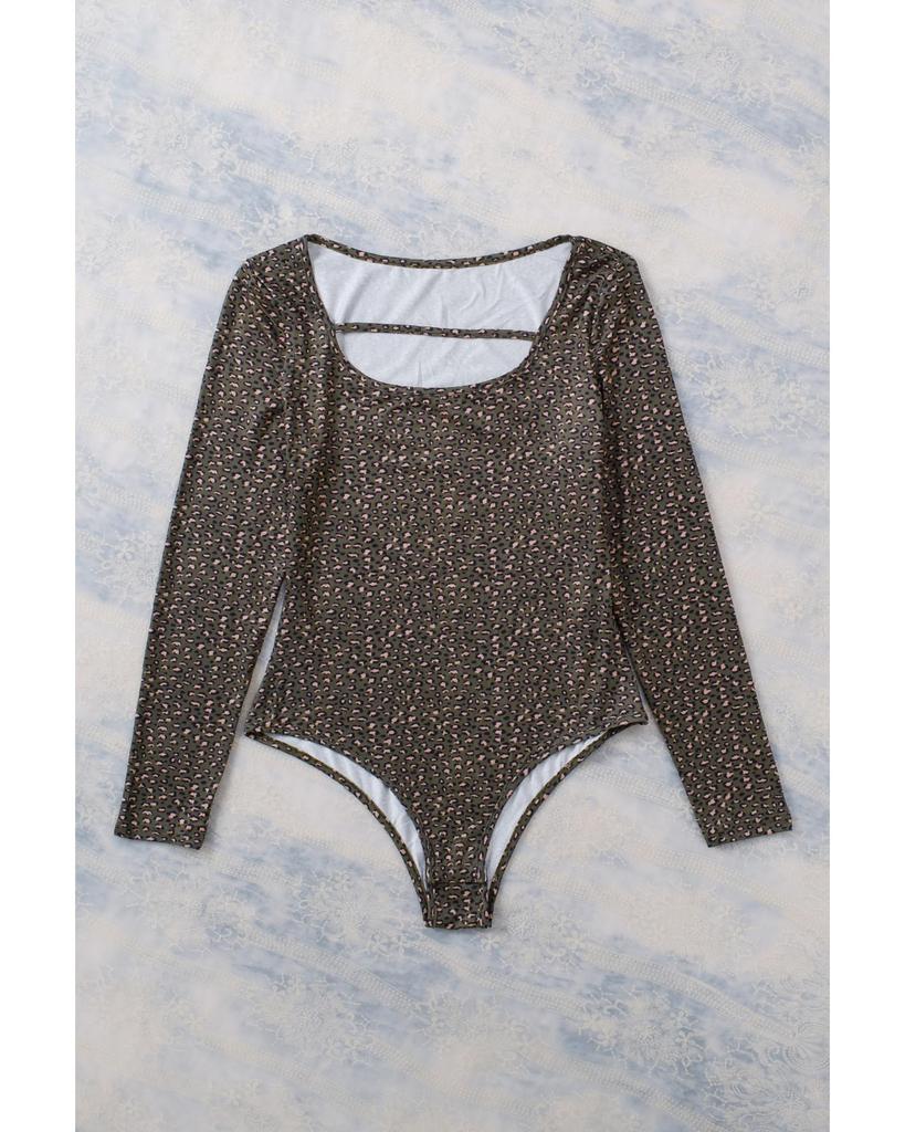 Azura Exchange Strappy Hollow-out Leopard Bodysuit