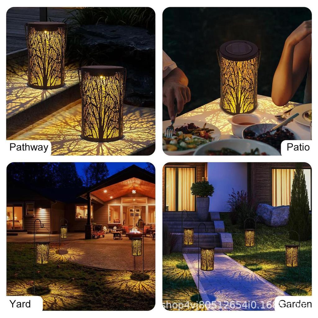 Best-Selling Waterproof Solar Lantern - Retro Iron Art Tree of Life Design for Outdoor & Garden Hanging