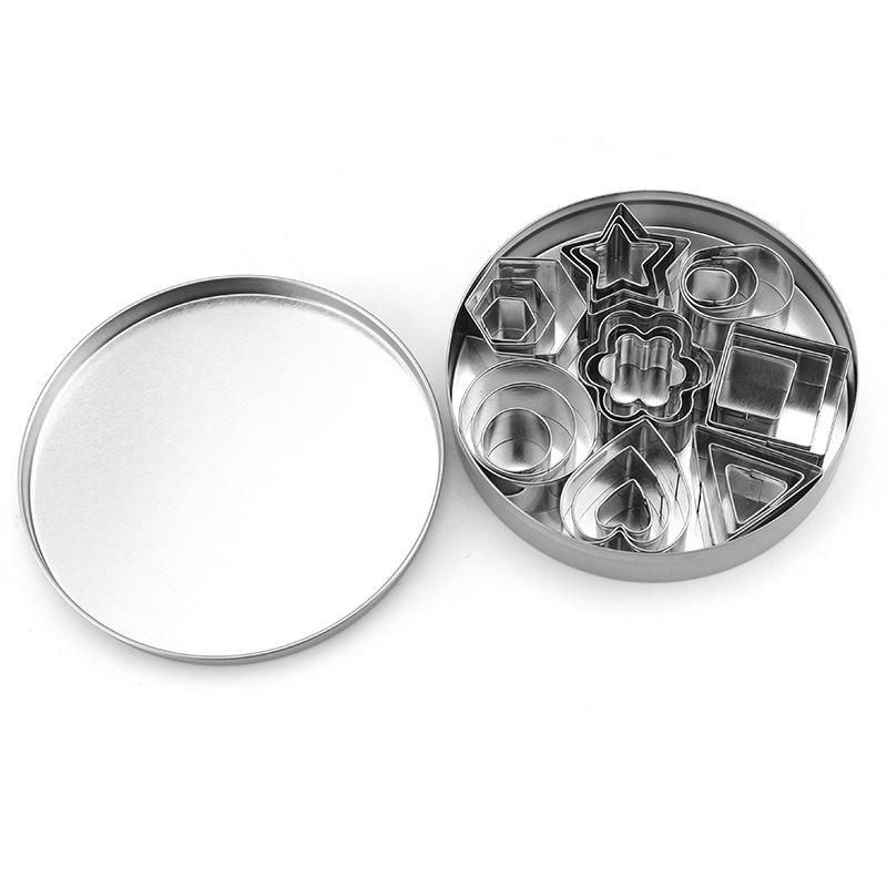 Stainless Steel Biscuit Mold Set, Cookie Circle, Chocolate, DIY, Vegetable and Fruit, Embossed Baking Tool, 24 Pcs