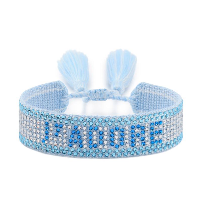 Unisex European Handwoven Tassel Bracelet with Hot-drilled Letter Design