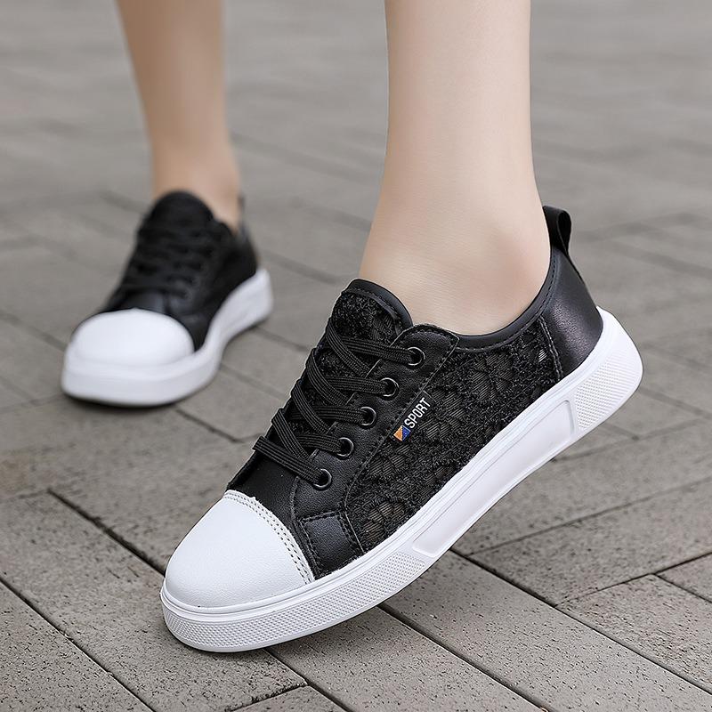 Summer New Lace Breathable Little White Shoes Schoolgirl Shoes Mesh Canvas Shoes Flat Baseplate Shoes
