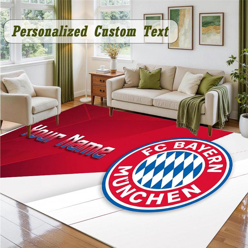 Crystal Velvet Square Rug Custom NameBayern Munich Pattern Non Slip Home Floor Decor Rug
