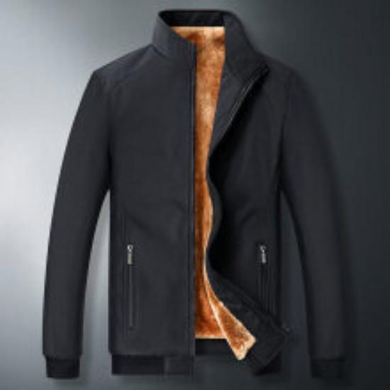Jas Heren Oud Herfst en Winter Jas Verdikt Warm en Fleece Fleece Jas Heren Kleding Stand Kraag Grote Maat Papa Pak