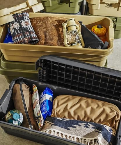 GORDON MILLER Stackable Trunk Cargo, 40L, Low-Profile Storage Box with Lid, Large Capacity, Sit-On, Stackable, Dark Gray, 01680034