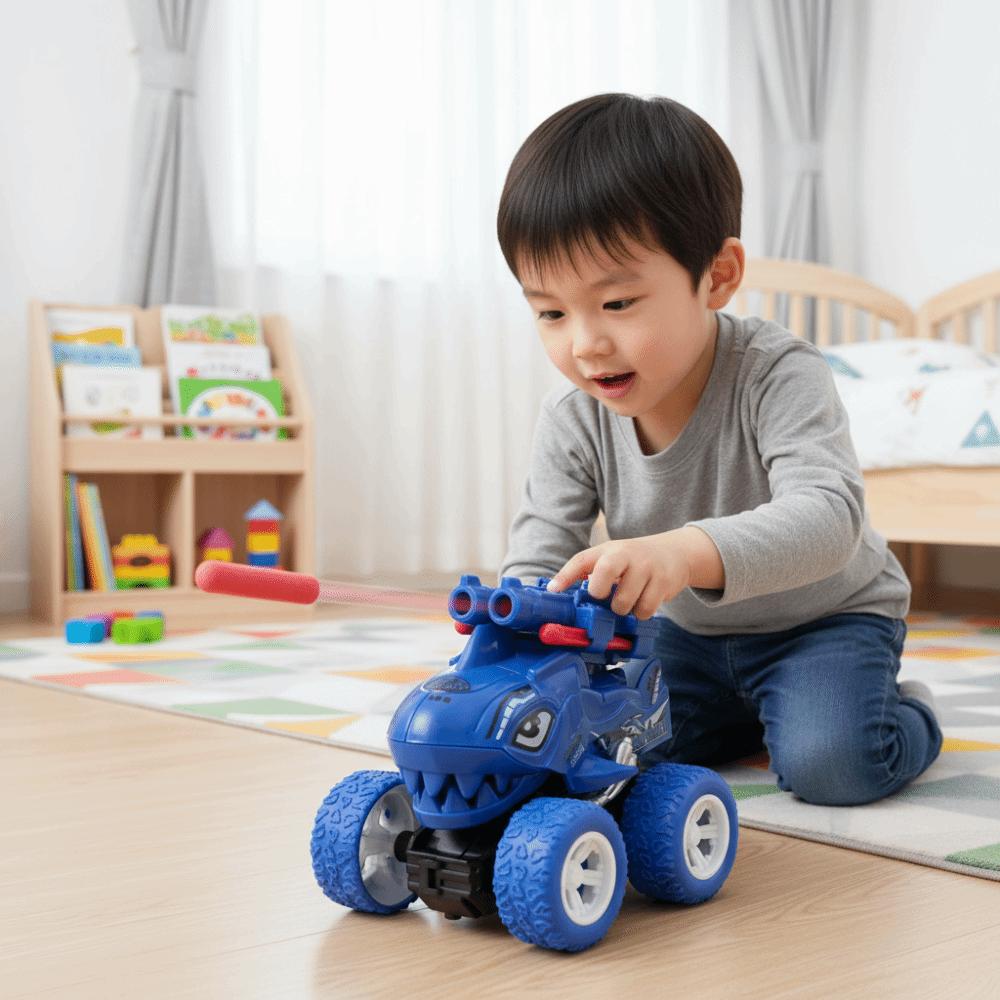 Off-Road Vehicle Dual Ballistic Drop-Resistant Car Retractable Dinosaur Car  Children's Toy