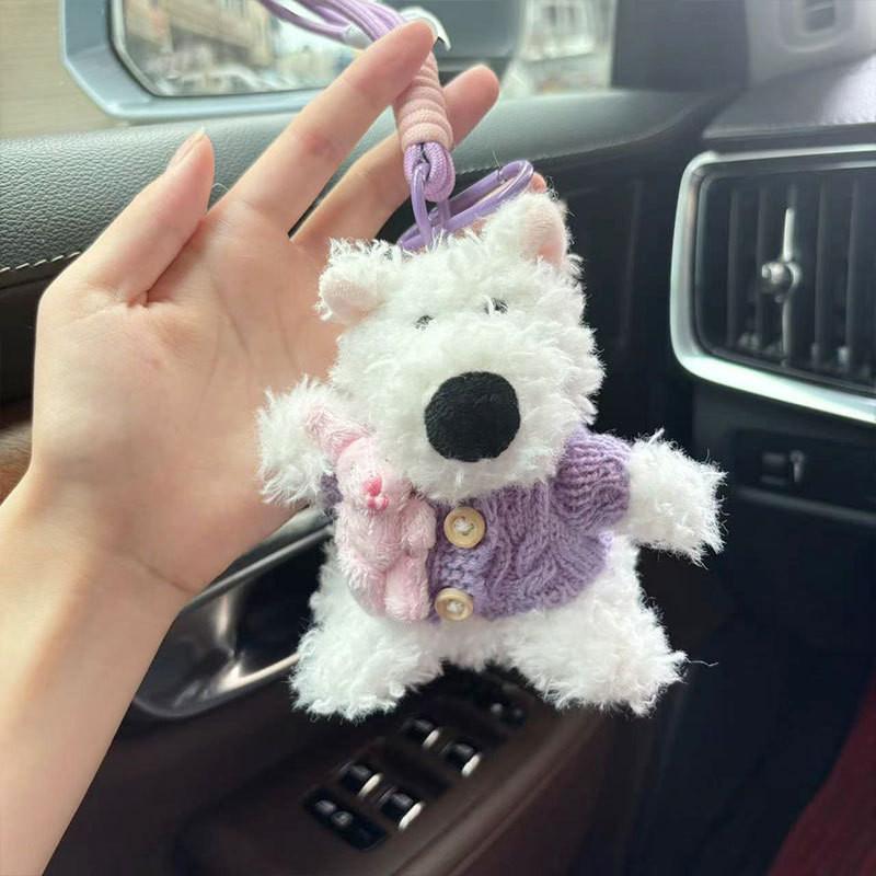 Adorable Cartoon Dog Plush Keychain Soft Pp Cotton Stuffed Animal Bag Charm