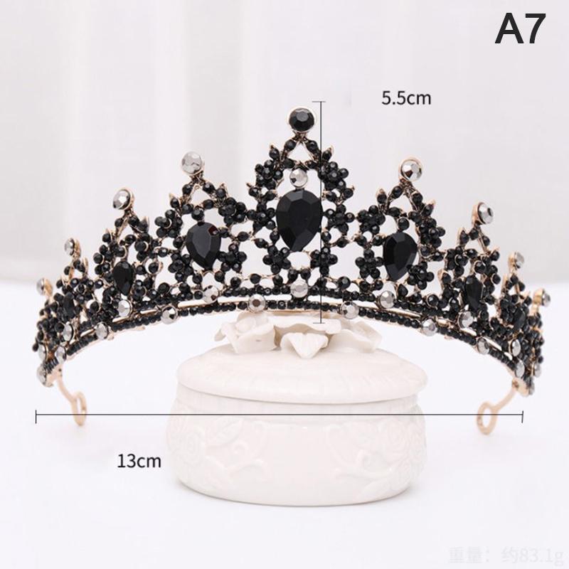 1Pc Bride Retro Black  Crown Queen Tiara Brides Wedding Jewelry