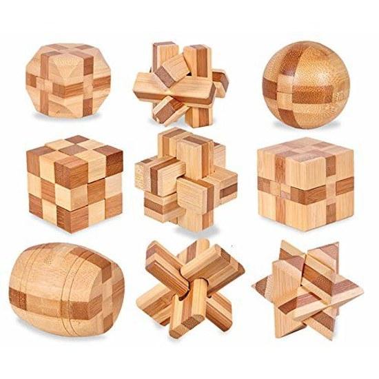 Brain exercise IQ test 3D wooden puzzle toy set 12 mind teaser puzzles adults children gift