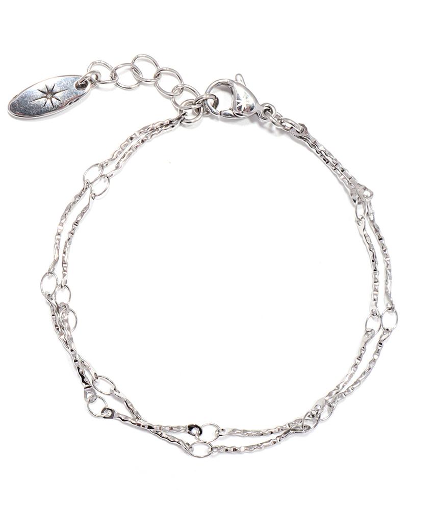 Polalita Wave Texture Double Chain Bracelet (Plt-Br-123_Sv)