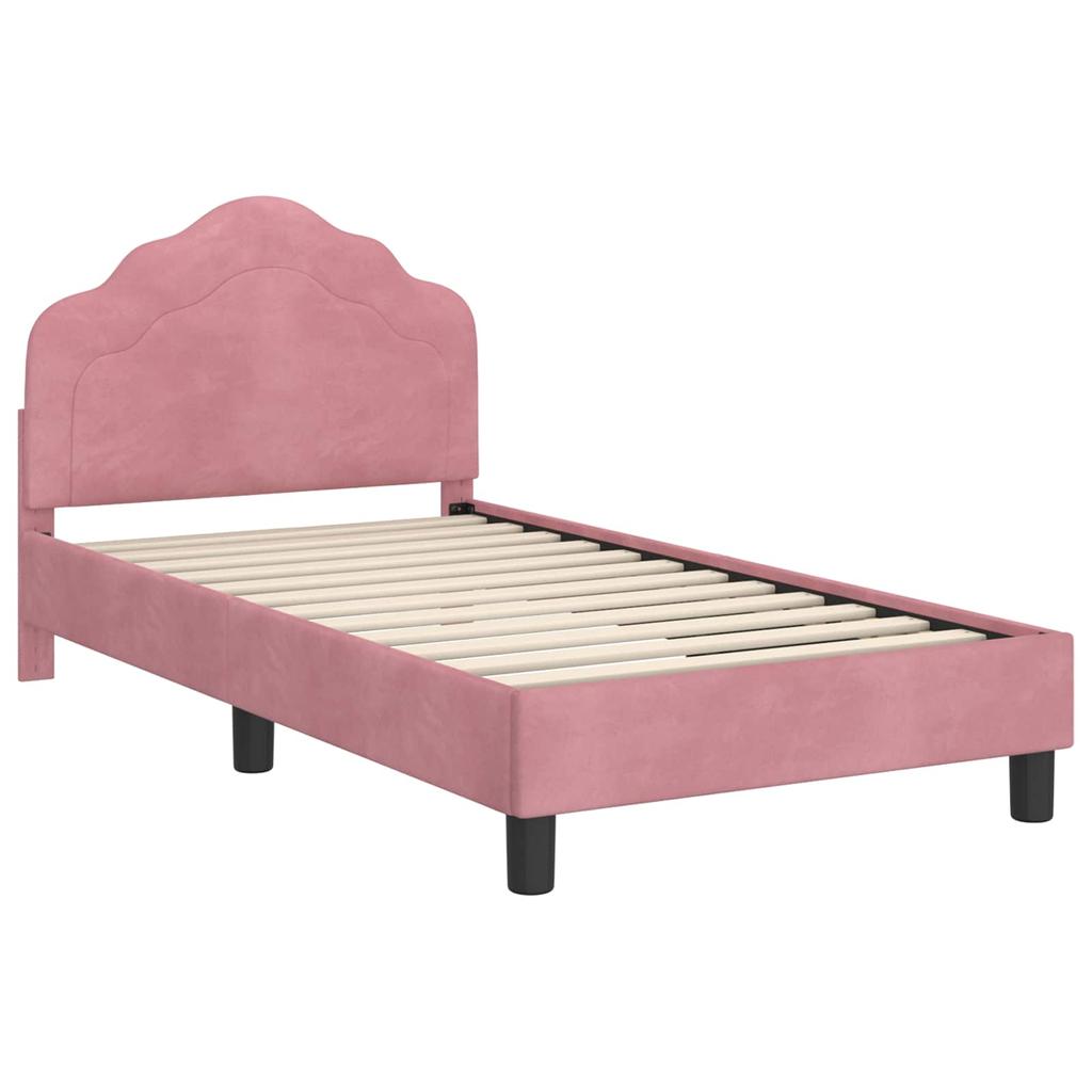 Children s Bed Frame with Headboard Pink 80 x 160 cm Velvet