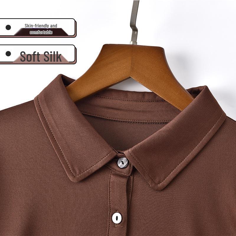 Yu Yue 2025 Versatile Mulberry Silk Long Sleeve Lapel Cardigan Shirt