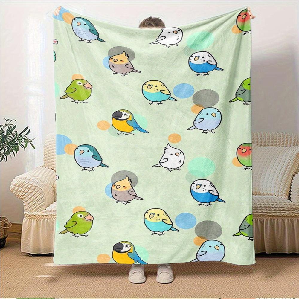 

1pc Parrot,Bird,CartoonDigital Print Fleece Blanket - Contemporary Style, Suitable for All Seasons, Perfect for Home, Travel, or Camping - M 150x180cm