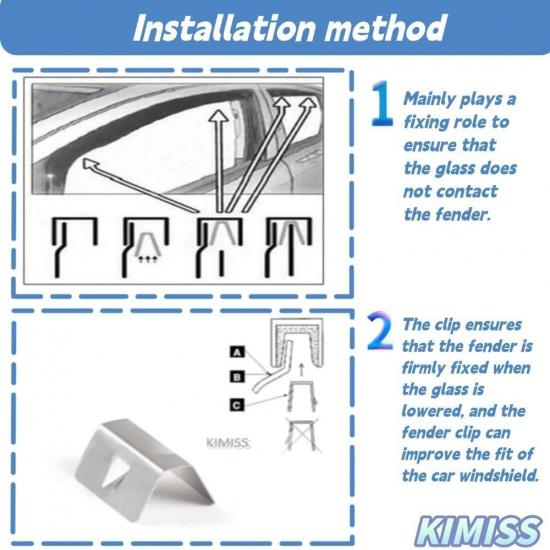 Wind Deflector Clips,12Pcs Car Wind Rain Deflector Channel Stainless Steel Fixing Retaining Clips Fit for G3