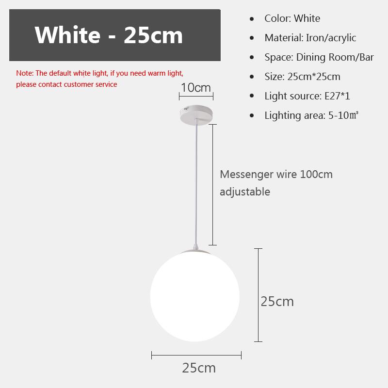 Moderne Pendelleuchten LED runde Kugel Projektlicht Verkaufsabteilung Restaurant Bar kreative weiße kugelförmige dekorative Beleuchtung