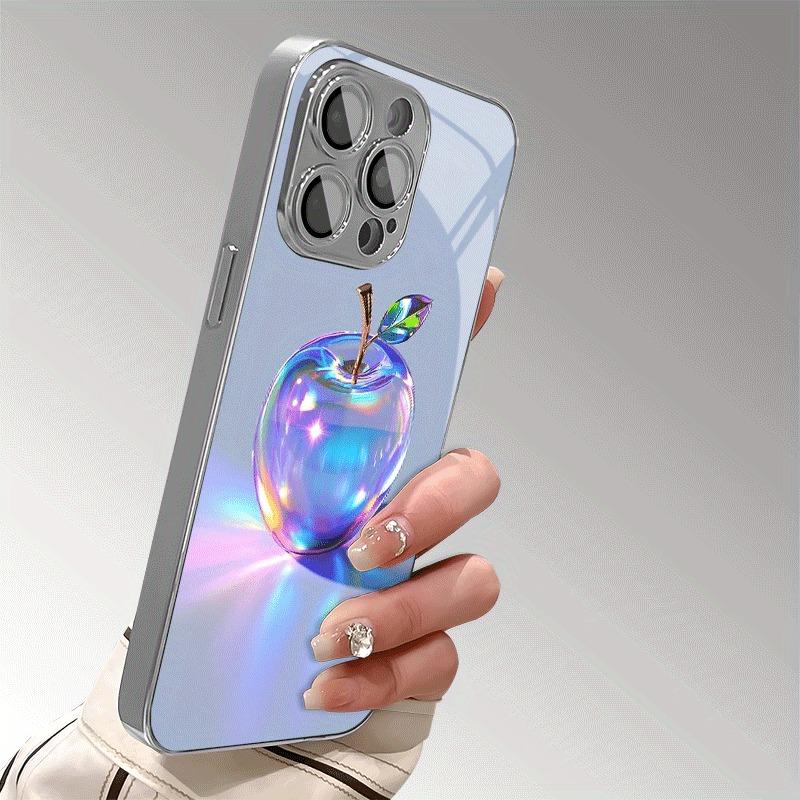 Luxus-Regenbogenkristall mit Apfelmuster Gehärtetes Glas Handyhülle Für iPhone 17 16 15 14 13 12 11 Pro Max Plus 16E 17Air Hülle