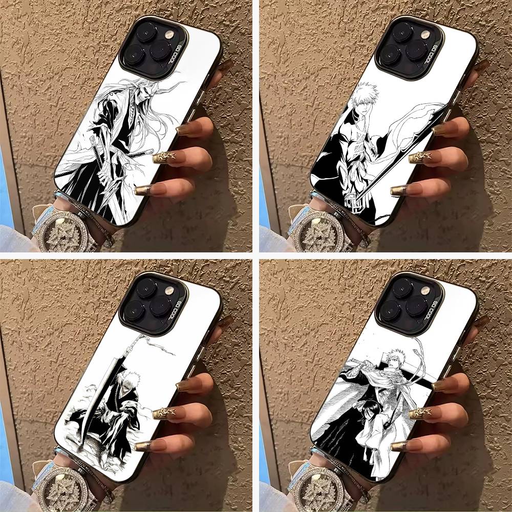 Hot anime-B-L-E-A-C-H Phone Case For iPhone 17,16,15,14,13,12,11 Plus Pro Max Colored Silver Phone Case