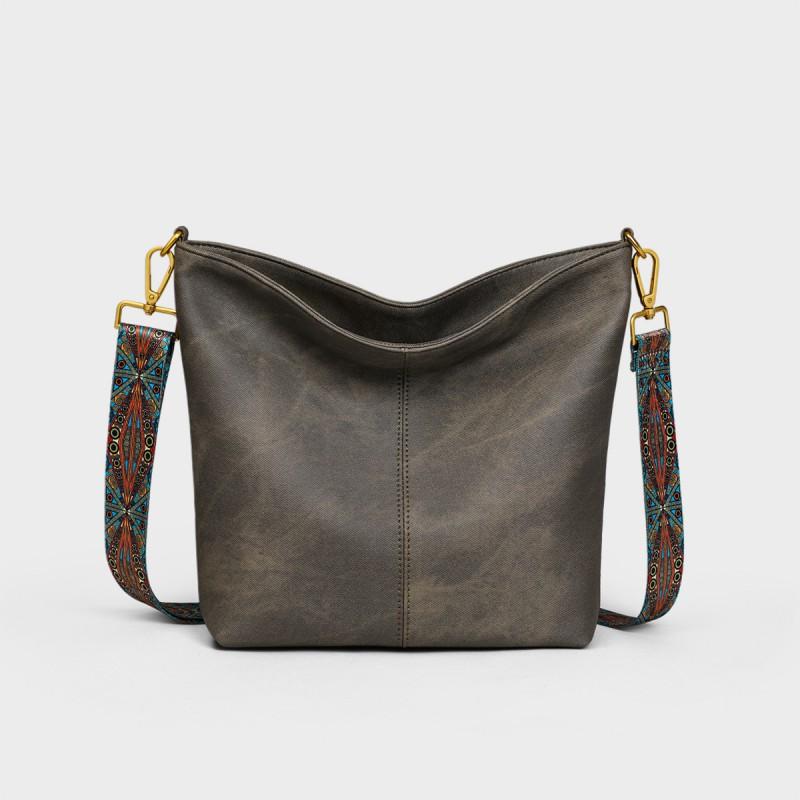 Womens Large Capacity Bucket Bag Soft PU Tote Crossbody Shoulder Daily Commute Casual Street Style