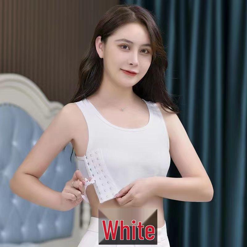 

Безшовний спортивний бюстгальтер-біндер для грудей - Ударостійкий, Стягуючий та Формуючий жилет для жінок та студенток L (100-125 lbs) білий