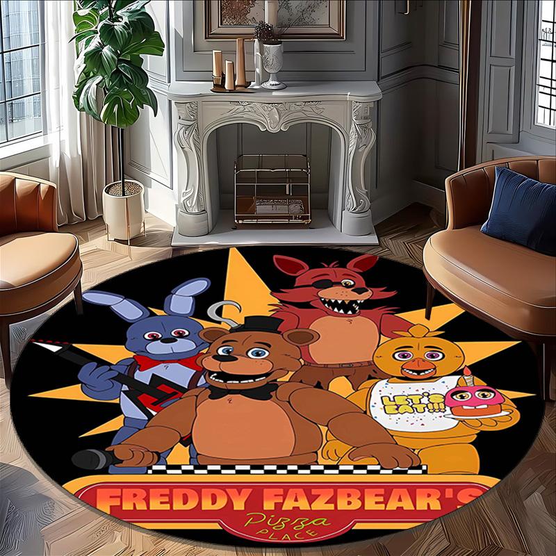 1pc Freddy Bear1 Print Round Carpet Chair Round Carpet Suitable for Bedroom Living Room Home Decorative Carpet