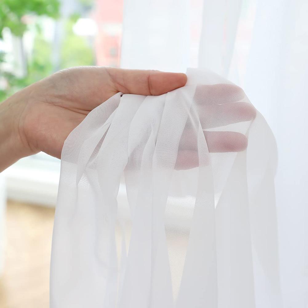 White/Black Semi Sheer Curtains Panels Rod Pocket for Children Living Room Window Tulle Bedroom Yard Curtain Voile Party Drapes