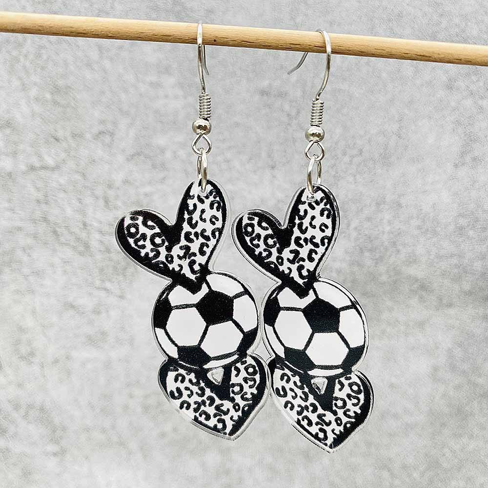 Cross-border hot-selling sports series earrings basketball football football baseball volleyball 2D acrylic love earrings