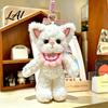 Fluffy Cat Key Ring Plush Pendant Cute Fuzzy Curly Kitten Charm Soft Animal Pendant for Backpacks Stuffed Keychain Backpack Gift Lovers Charm