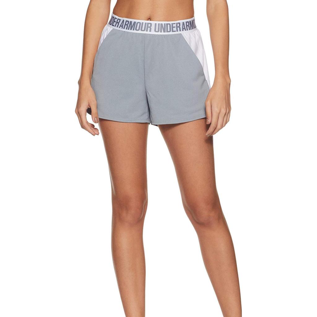 Under Armour Shorts Casuales de Color Sólido de Tiro Medio para Mujer shorts Gris Blanco 1292231-025