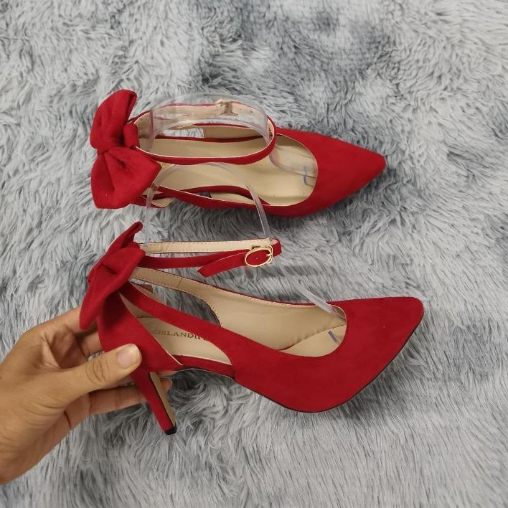 Women's Pumps Ankle Strap Sandals Slingback Bow High Heels Kitten 9cm Pointed Toe Heel Party Wedding Dress Comfortable Shoes