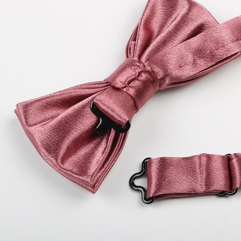 Bow Tie Men'S Business Wedding Suit Banquet Hosting Photography Solid Color Black And Red Glossy Bow Bow Flower