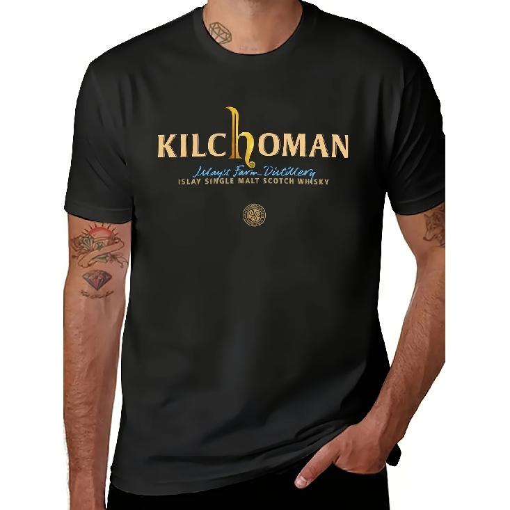 Herren Kilchoman Scotch Whisky T-Shirt - Authentisches Logo & Ikonischer Destillerie-Druck, Schnelltrocknendes Atmungsaktives Kurzarmhemd Geeignet für - Freizeitkleidung, XL schwarz