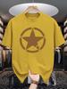 Minimal White Circle Star Graphic Unisexs Short Sleeve T Shirt Summer Crew Neck Loose Fit Retro Street Casual Daily Tops