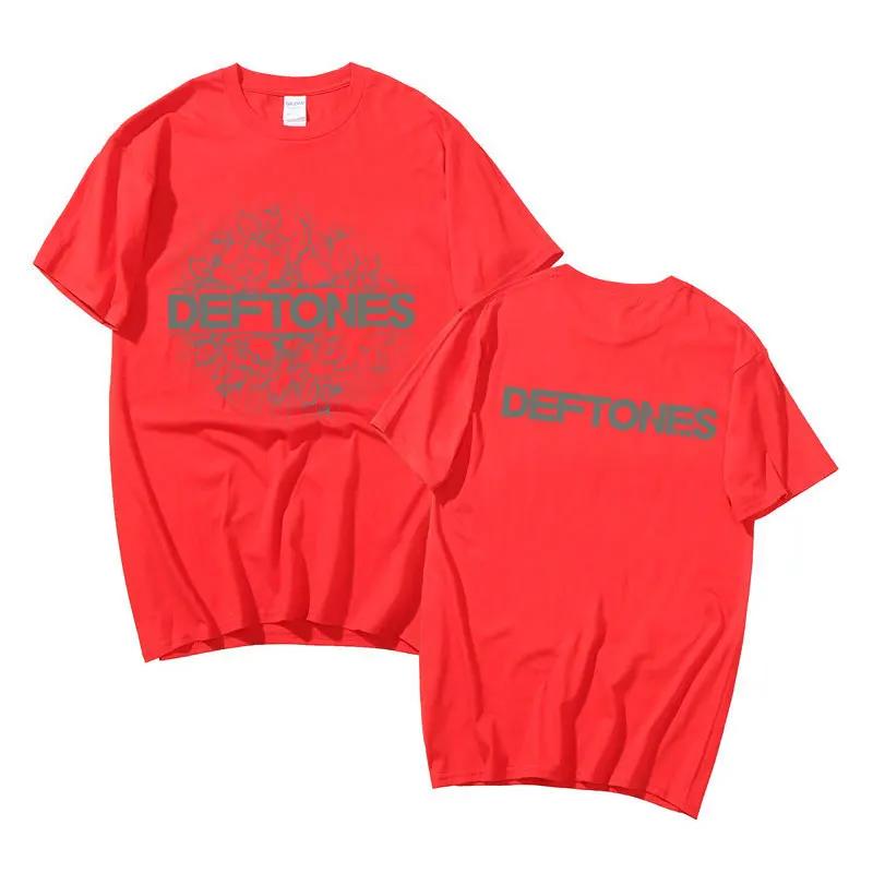Deftones Floral Burst Double Sided Print T-shirts Punk Rock Band Fashion y2k T Shirt Short Sleeve Summer Man Streetwear
