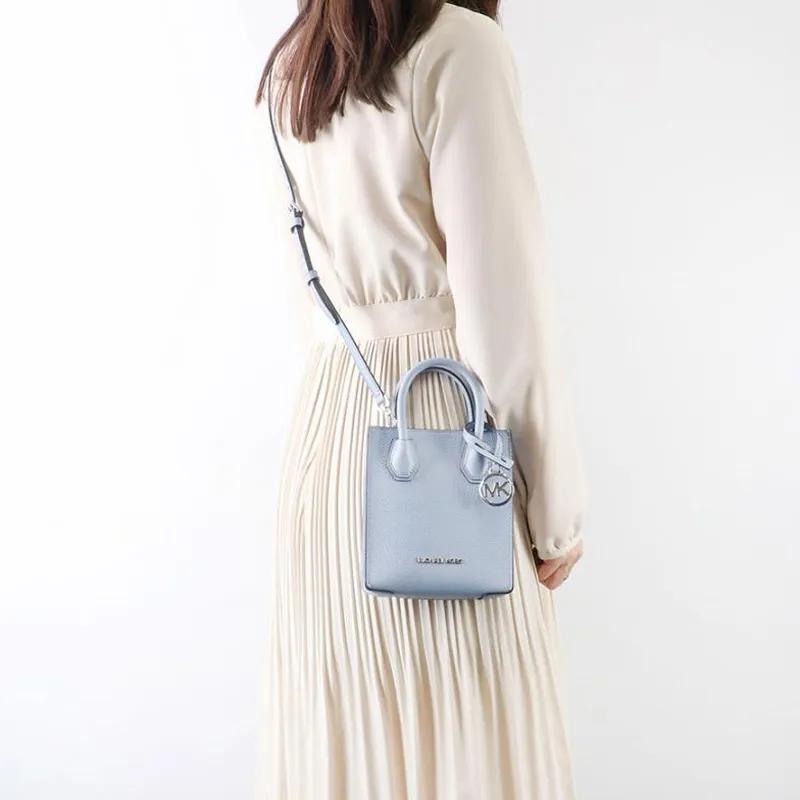 MICHAEL KORS Mercer Leather Tote Bag , Shopping Bag , Handbag Mini Women's Blue (Unisex) Handbags 35H1SM9C0L PALE BLUE